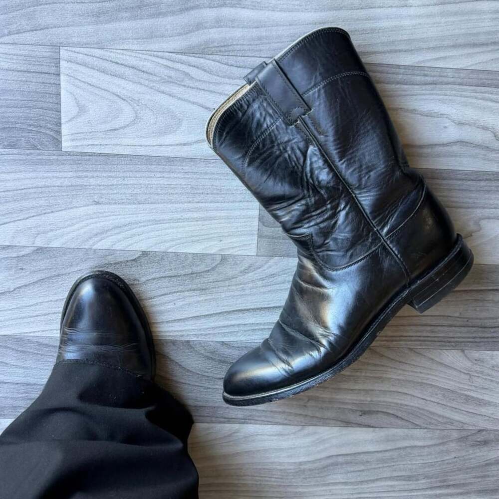Justin 3133 Western Boots Size 9 D Black Leather